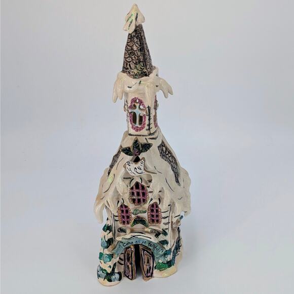 Heather Goldminc Christmas Church Tealight Holder Come All Ye Faithful Blue Sky - Picture 14 of 14